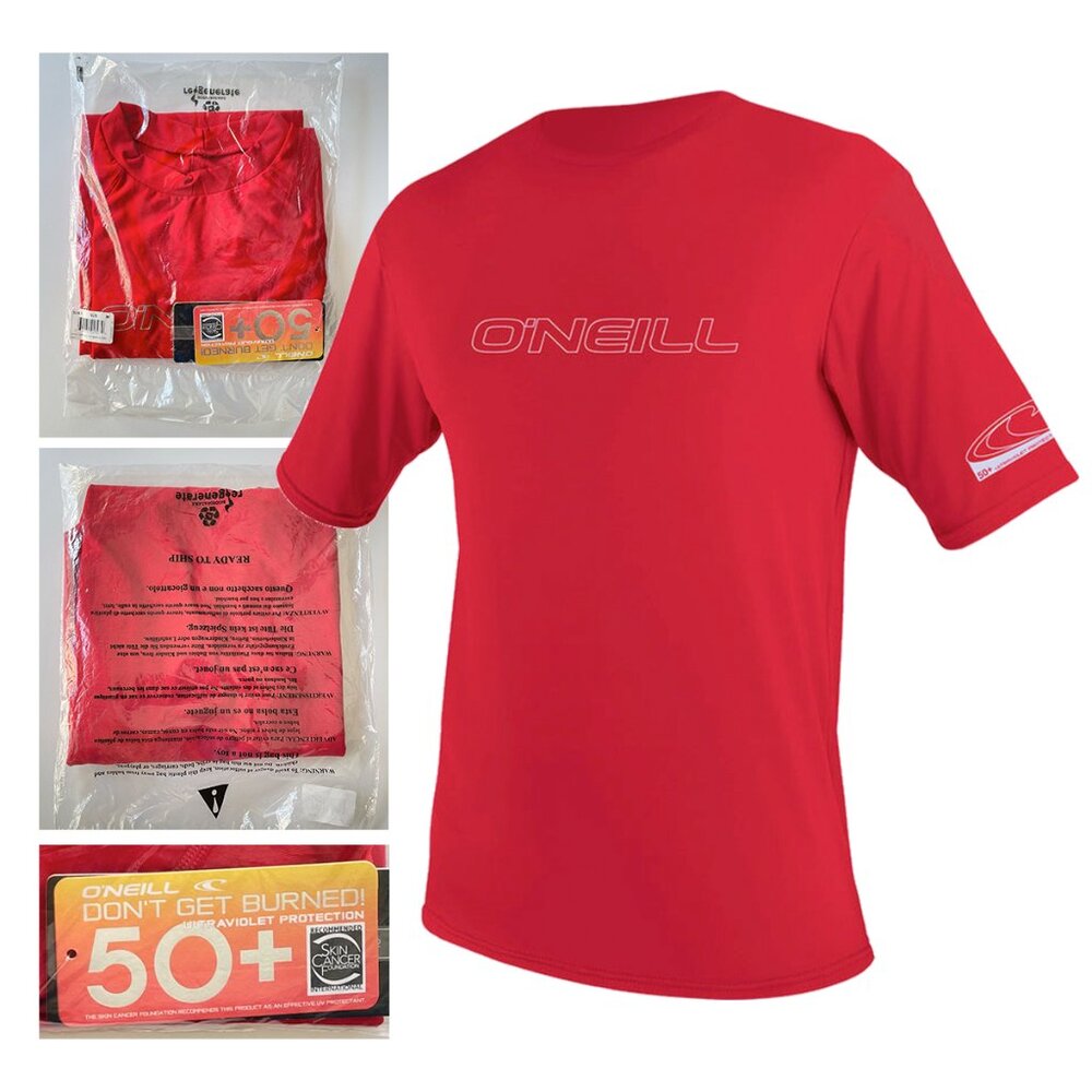 O'Neill Basic UPF 50+ Skins NEW S M Short Sleeve Surf Swim Rash Guard Sun Shirt
